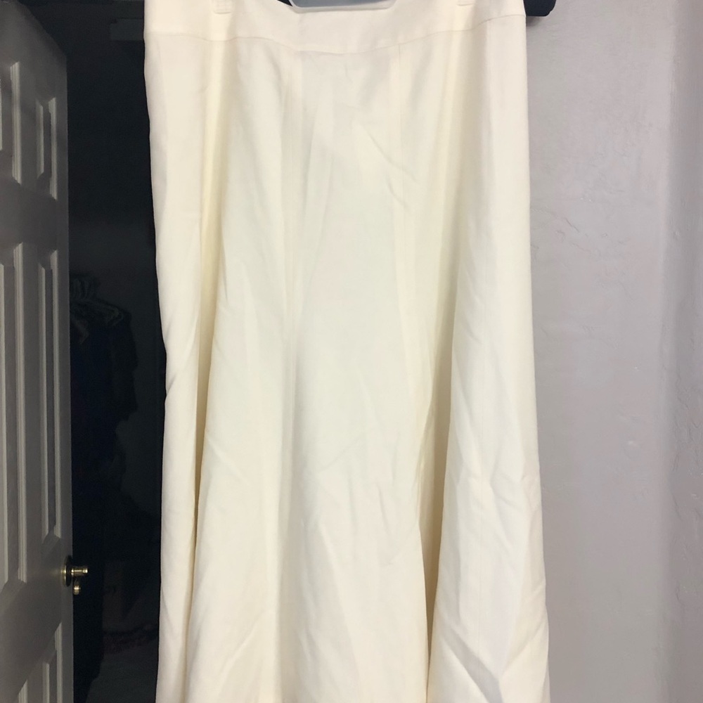 Talbots long a-line faux wool fall skirt. Cream.